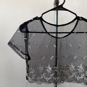 Vintage 90s Mesh Cropped Baby Tee Size Small